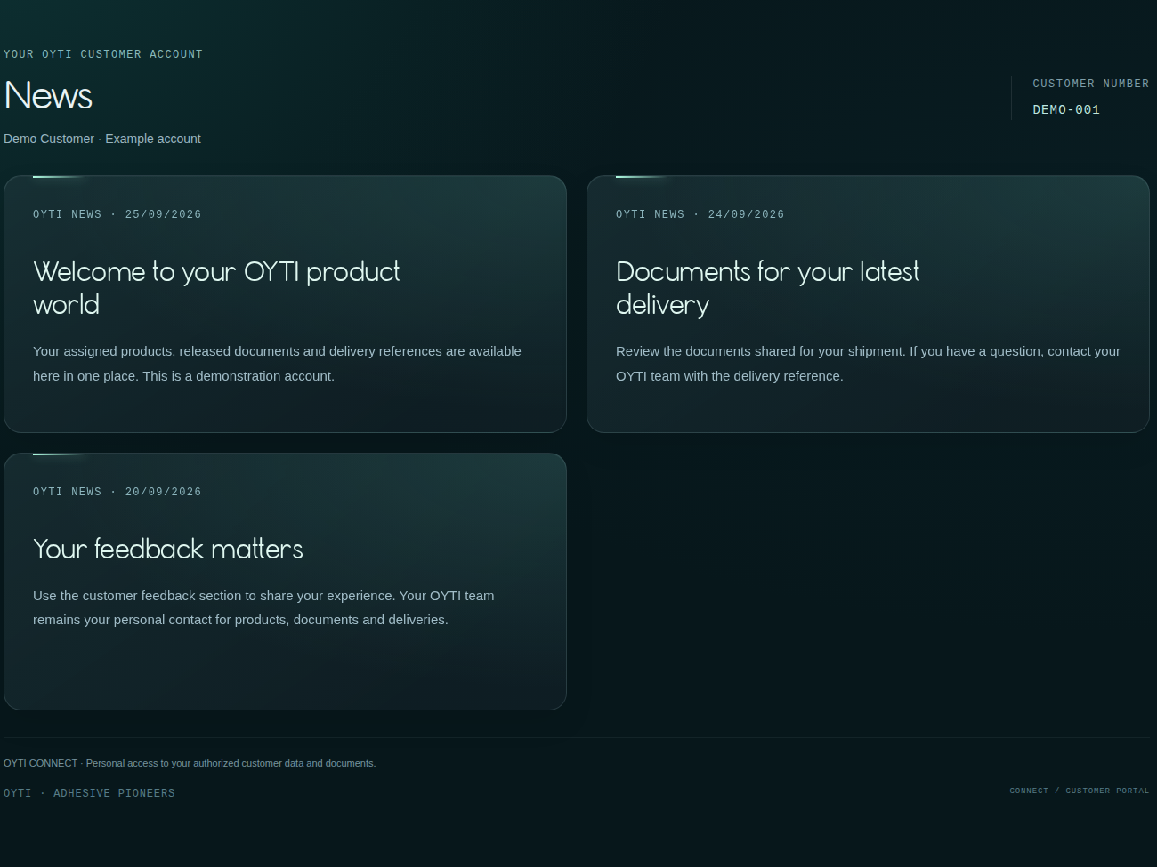 OYTI Connect — News & updates, demonstration account